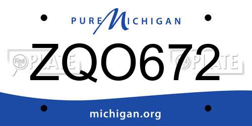 ZQO672 Michigan License Plate