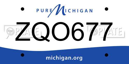 ZQO677 Michigan License Plate