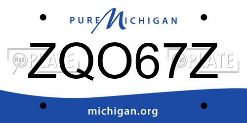 ZQO67Z Michigan License Plate