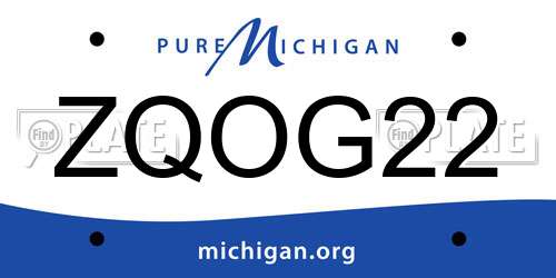 ZQOG22 Michigan License Plate