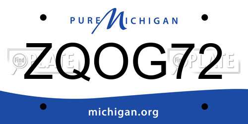 ZQOG72 Michigan License Plate