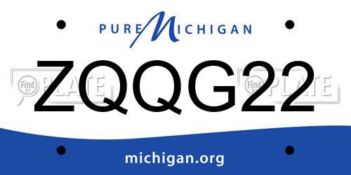 ZQQG22 Michigan License Plate