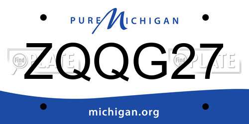 ZQQG27 Michigan License Plate