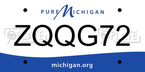 ZQQG72 Michigan License Plate