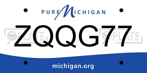ZQQG77 Michigan License Plate