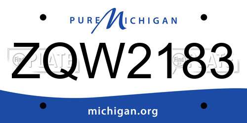 ZQW2183 Michigan License Plate