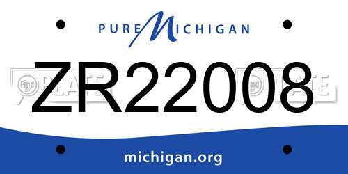 ZR22008 Michigan License Plate