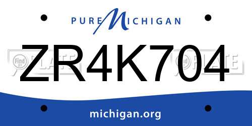 ZR4K704 Michigan License Plate