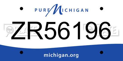 ZR56196 Michigan License Plate