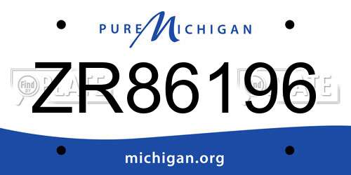 ZR86196 Michigan License Plate