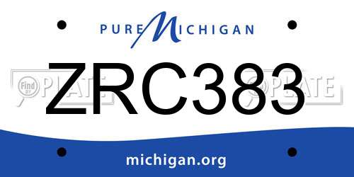 ZRC383 Michigan License Plate