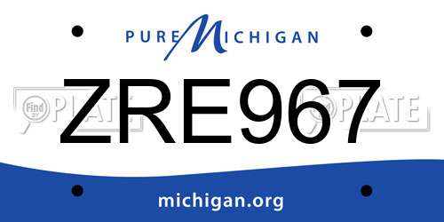 ZRE967 Michigan License Plate