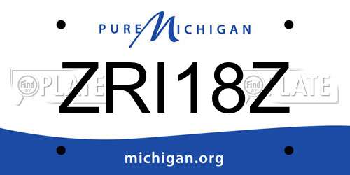ZRI18Z Michigan License Plate