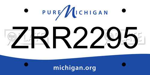 ZRR2295 Michigan License Plate