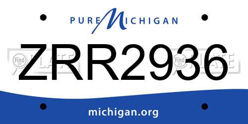 ZRR2936 Michigan License Plate
