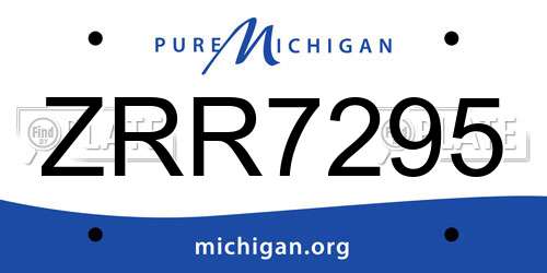 ZRR7295 Michigan License Plate