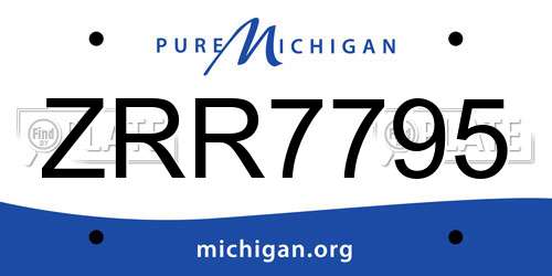 ZRR7795 Michigan License Plate