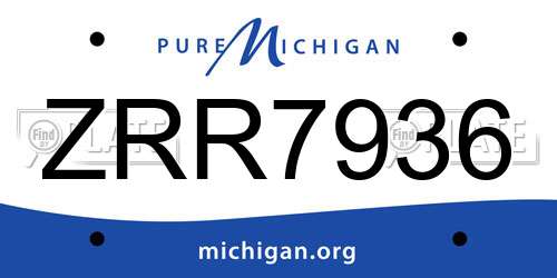 ZRR7936 Michigan License Plate