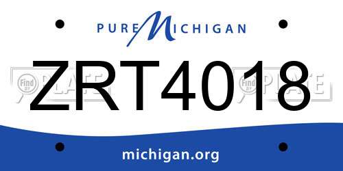 ZRT4018 Michigan License Plate