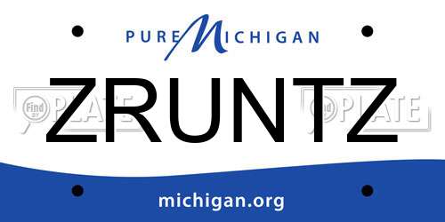 ZRUNTZ Michigan License Plate