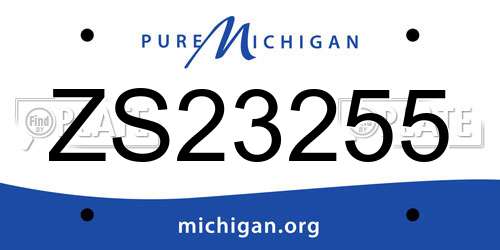ZS23255 Michigan License Plate