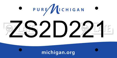 ZS2D221 Michigan License Plate