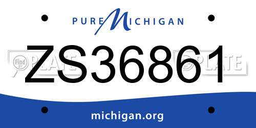 ZS36861 Michigan License Plate