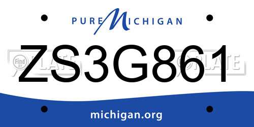 ZS3G861 Michigan License Plate