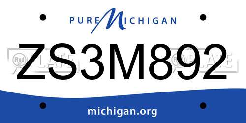 ZS3M892 Michigan License Plate
