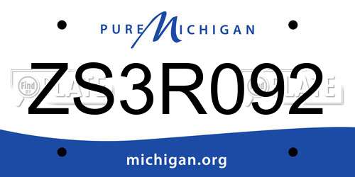 ZS3R092 Michigan License Plate