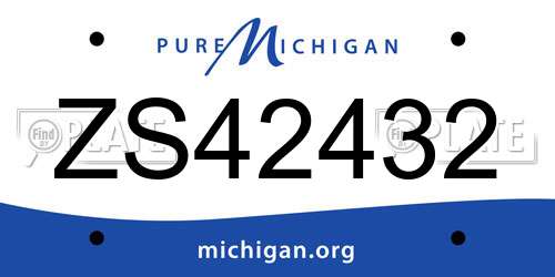 ZS42432 Michigan License Plate