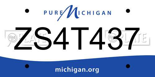 ZS4T437 Michigan License Plate