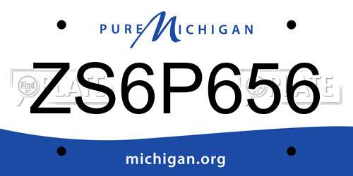 ZS6P656 Michigan License Plate