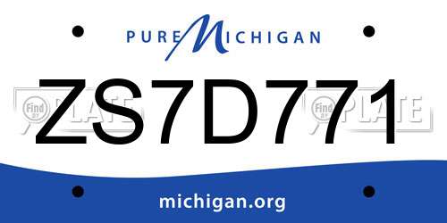 ZS7D771 Michigan License Plate