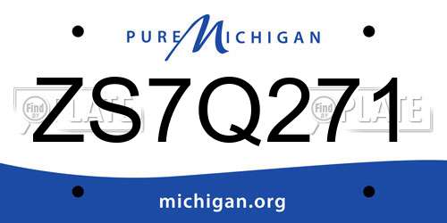 ZS7Q271 Michigan License Plate