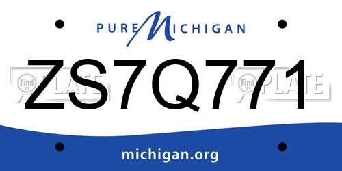 ZS7Q771 Michigan License Plate