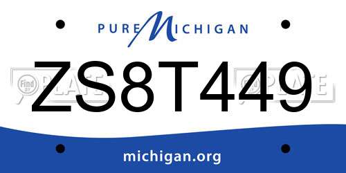 ZS8T449 Michigan License Plate