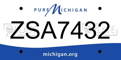 ZSA7432 Michigan License Plate