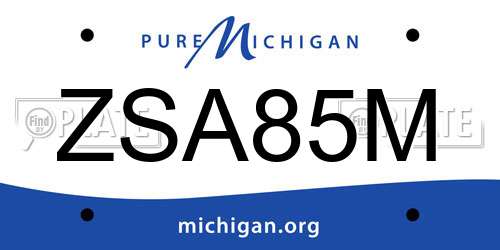 ZSA85M Michigan License Plate