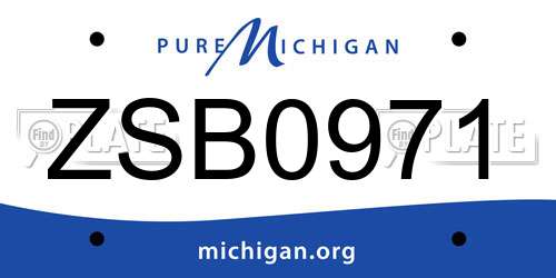 ZSB0971 Michigan License Plate