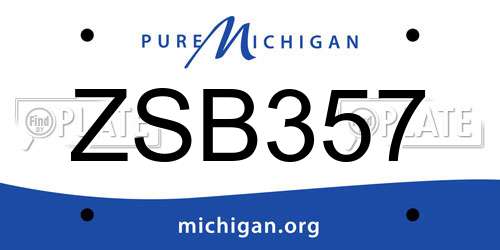 ZSB357 Michigan License Plate