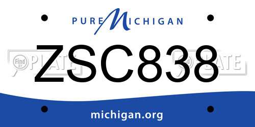 ZSC838 Michigan License Plate