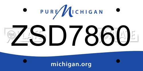 ZSD7860 Michigan License Plate