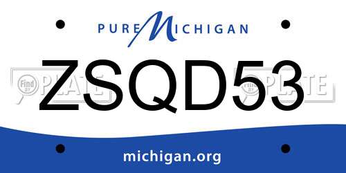 ZSQD53 Michigan License Plate