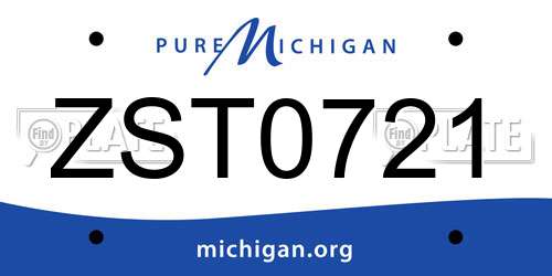 ZST0721 Michigan License Plate