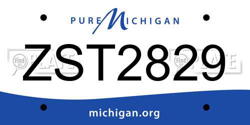 ZST2829 Michigan License Plate