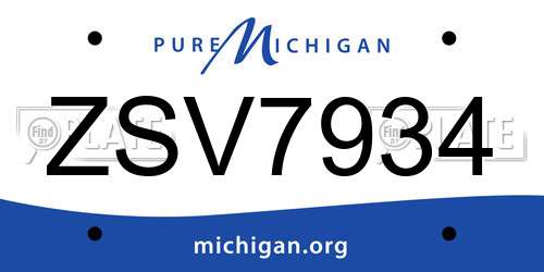 ZSV7934 Michigan License Plate