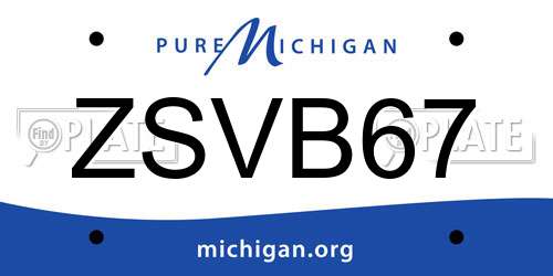 ZSVB67 Michigan License Plate