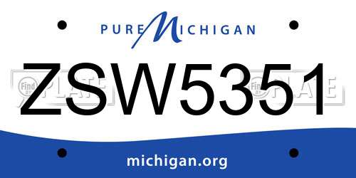 ZSW5351 Michigan License Plate