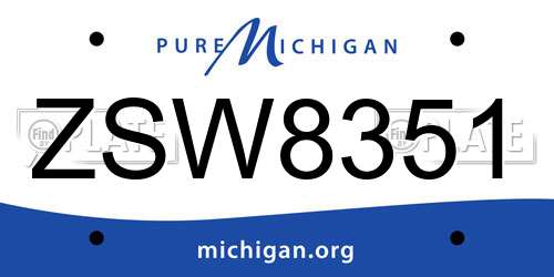 ZSW8351 Michigan License Plate